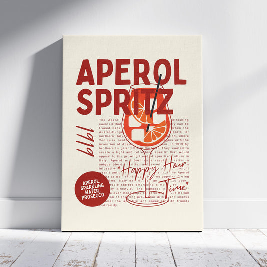 Aperol Spritz Cocktail Happy Hour Time - Framed Canvas Wall Art Print - House Prints