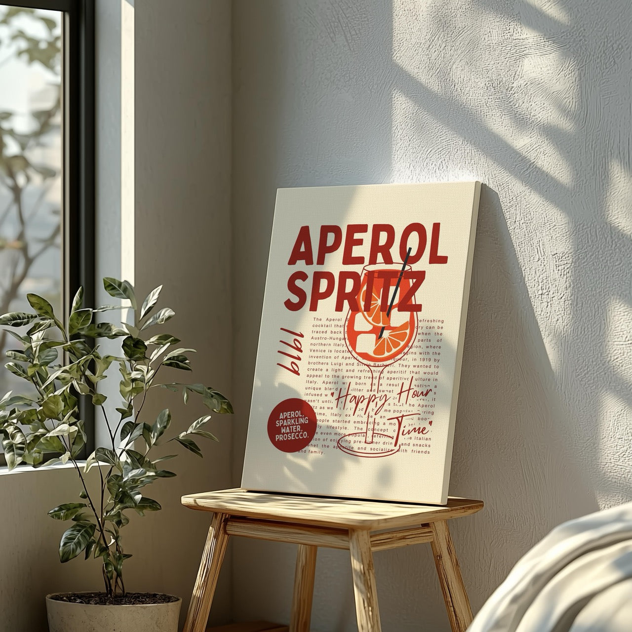 Aperol Spritz Cocktail Happy Hour Time - Framed Canvas Wall Art Print - House Prints