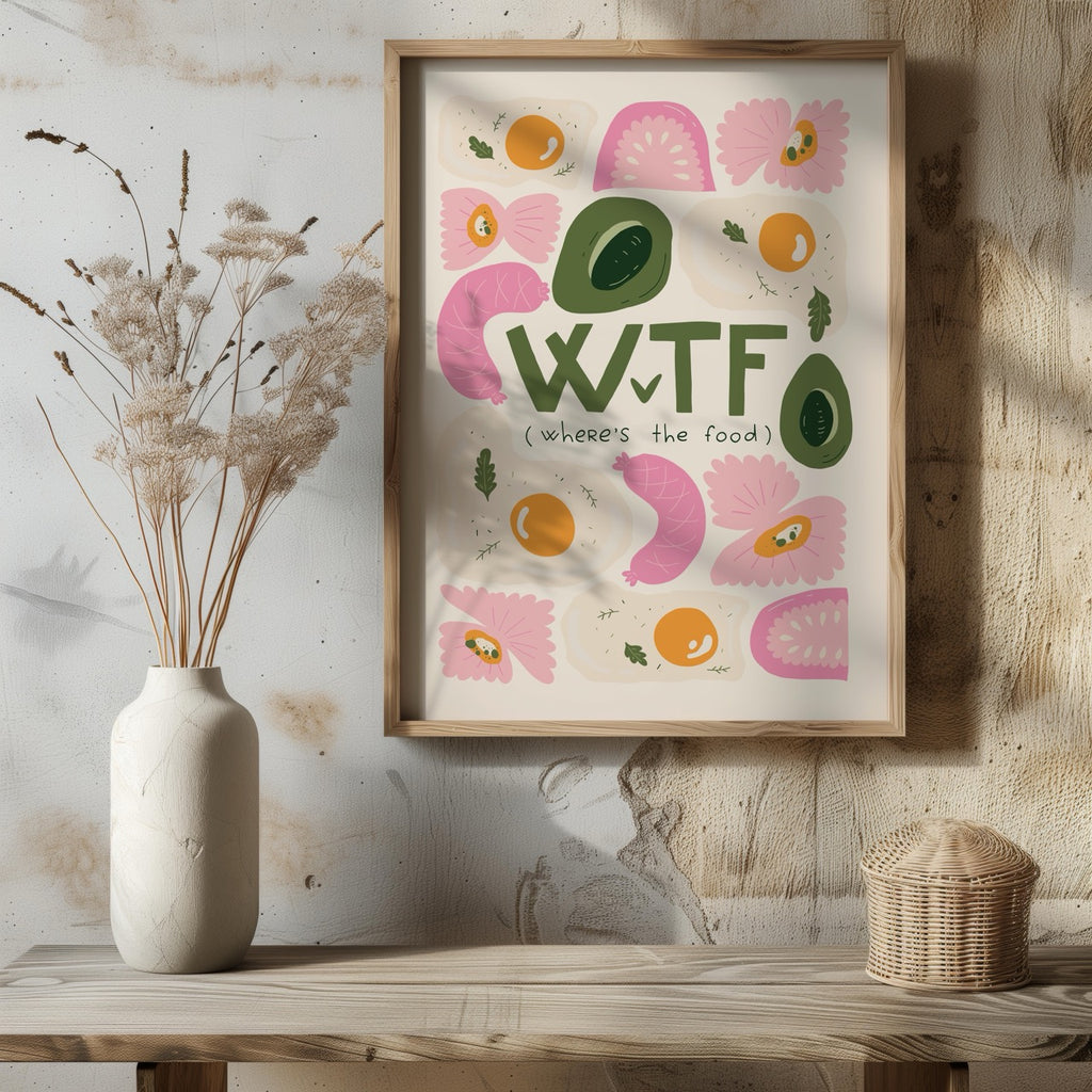 Where's The Food WTF Funny Kitchen Quote - Rolled Poster Wall Art Print | House Prints