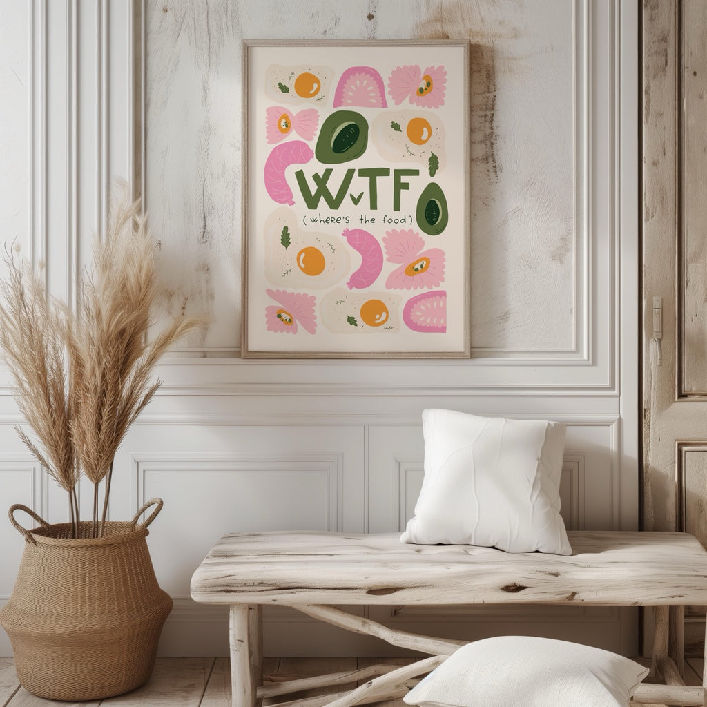 Where's The Food WTF Funny Kitchen Quote - Rolled Poster Wall Art Print | House Prints