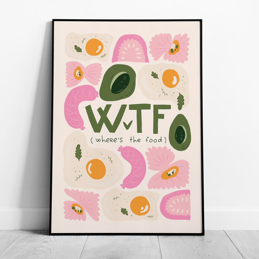 Where's The Food WTF Funny Kitchen Quote - Rolled Poster Wall Art Print | House Prints