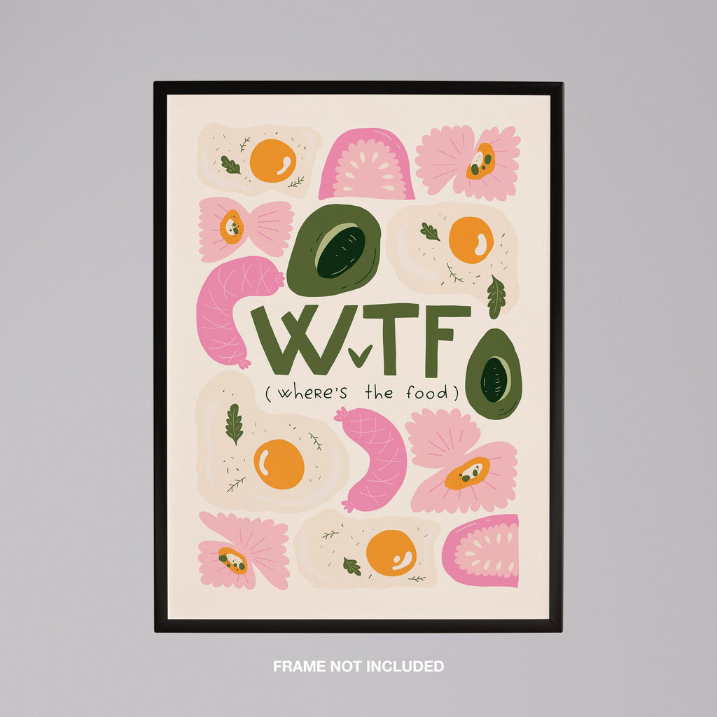 Where's The Food WTF Funny Kitchen Quote - Rolled Poster Wall Art Print | House Prints