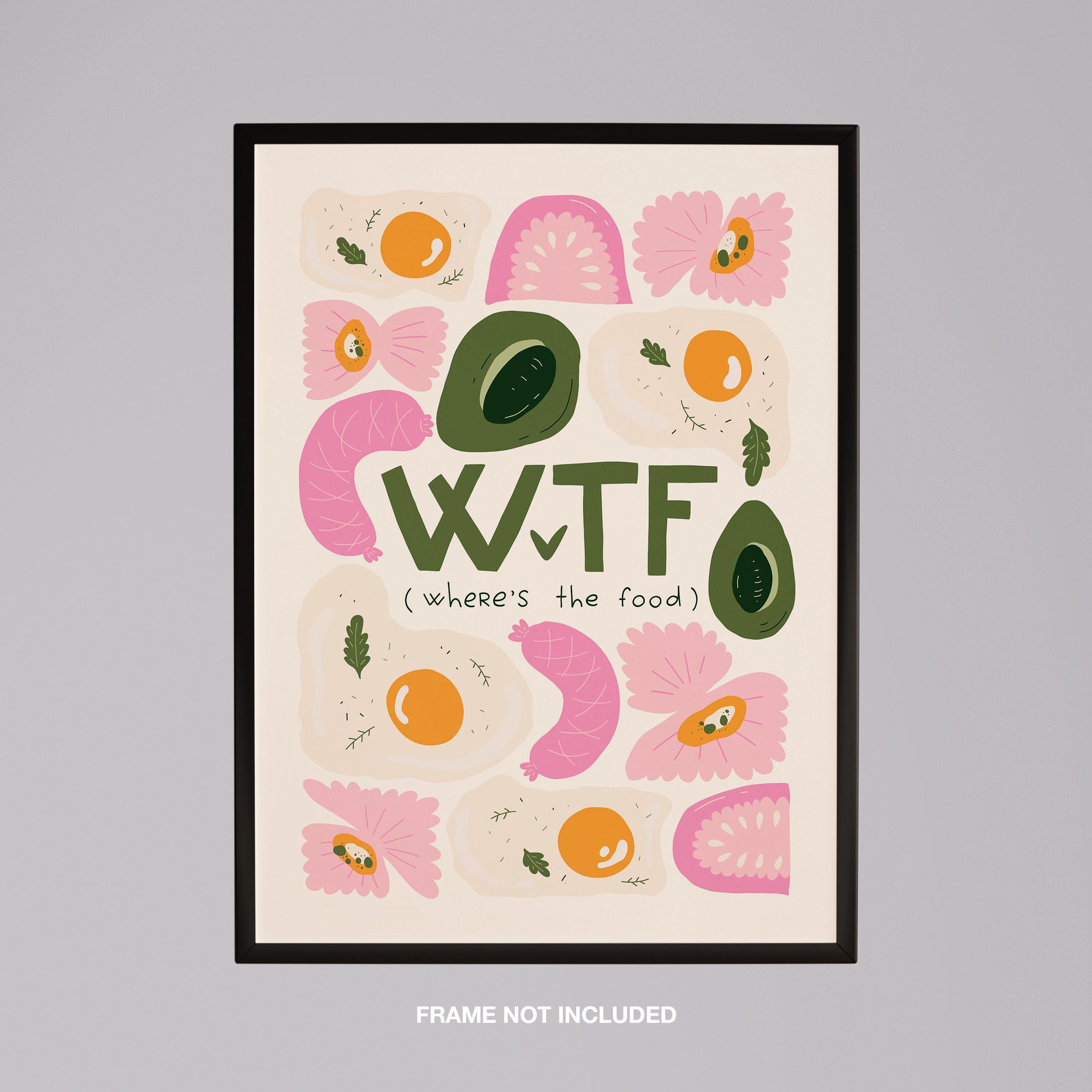 Where's The Food WTF Funny Kitchen Quote - Rolled Poster Wall Art Print | House Prints
