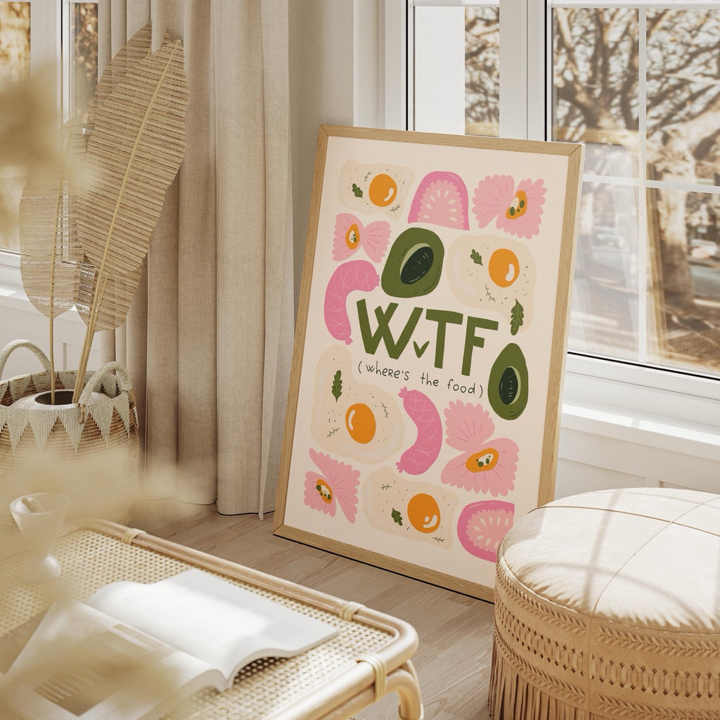 Where's The Food WTF Funny Kitchen Quote - Rolled Poster Wall Art Print | House Prints