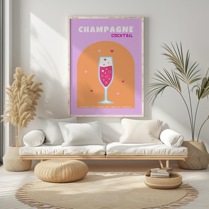 Cheers to Champagne Sparkling Romance - Rolled Poster Wall Art Print - House Prints