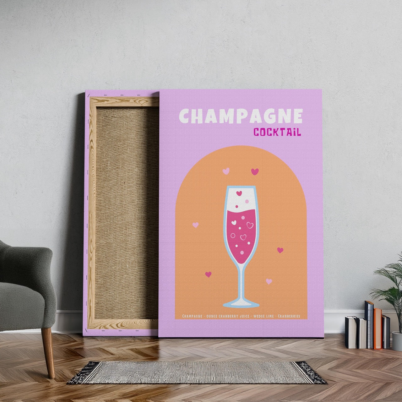 Cheers to Champagne Sparkling Romance - Framed Canvas Wall Art Print | House Prints
