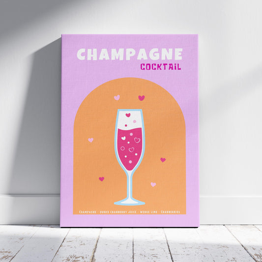 Cheers to Champagne Sparkling Romance - Framed Canvas Wall Art Print - House Prints