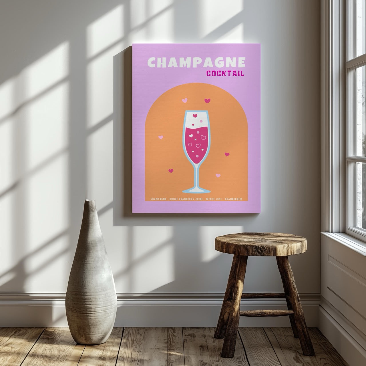 Cheers to Champagne Sparkling Romance - Framed Canvas Wall Art Print | House Prints