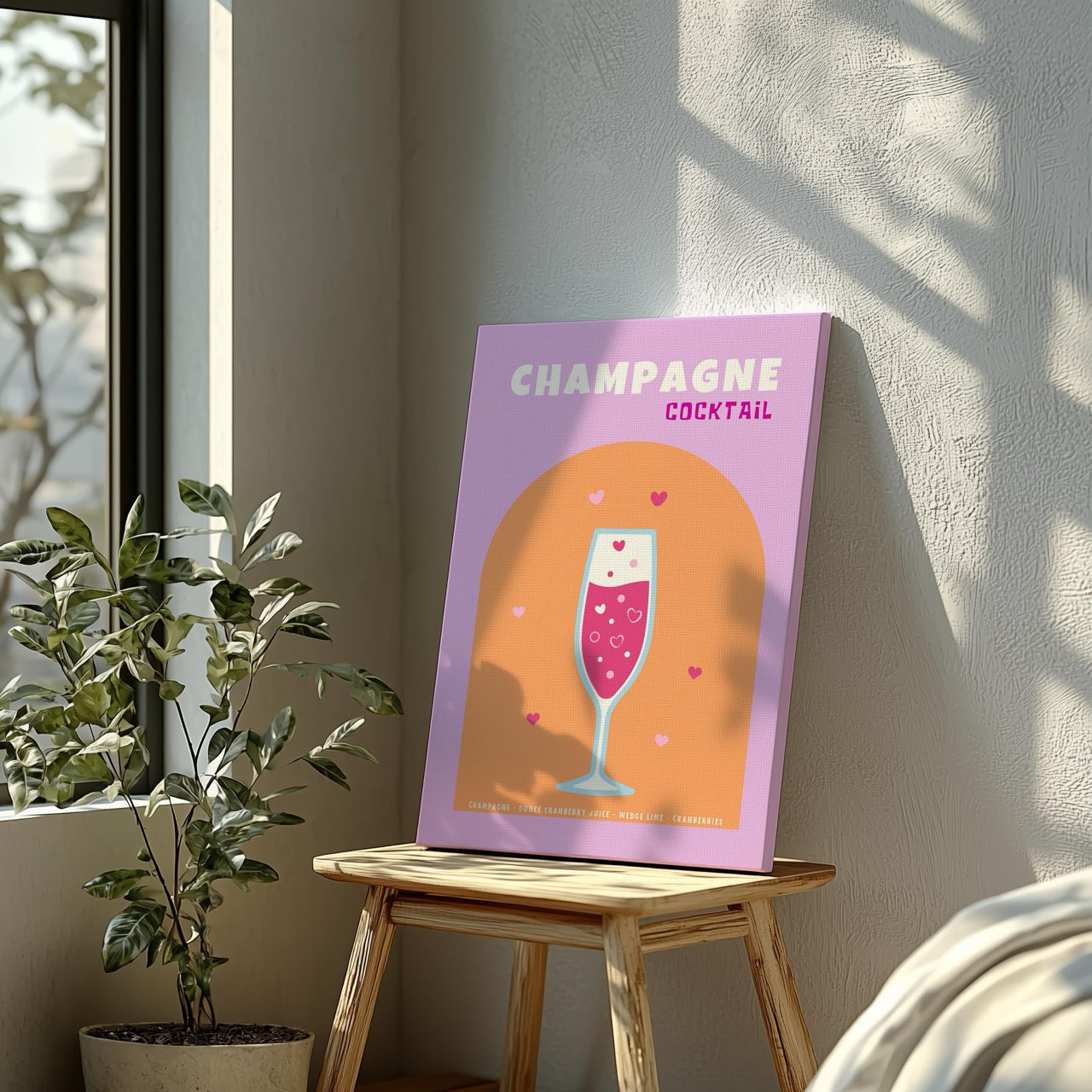 Cheers to Champagne Sparkling Romance - Framed Canvas Wall Art Print | House Prints
