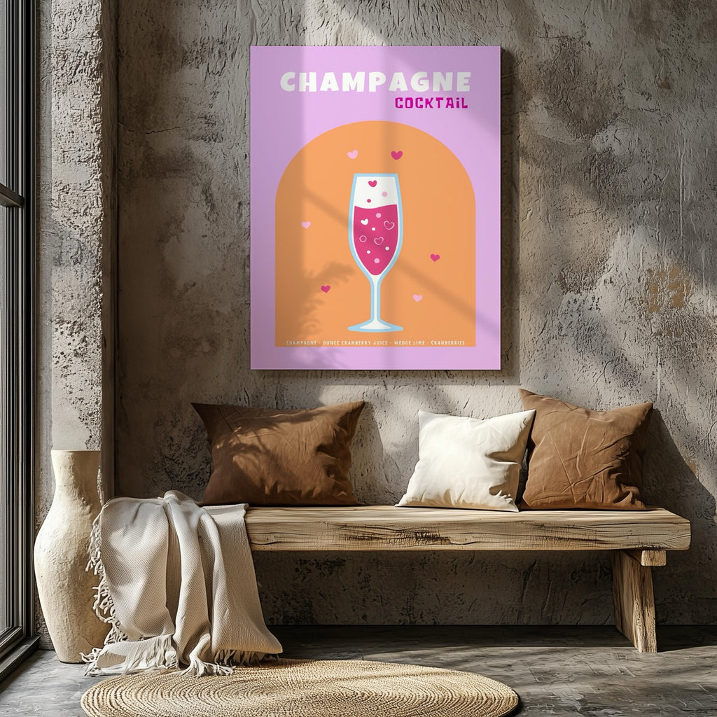 Cheers to Champagne Sparkling Romance - Framed Canvas Wall Art Print | House Prints