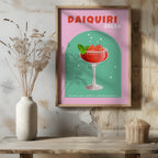 Pink Strawberry Daiquiri Cocktail Drink - Rolled Poster Wall Art Print | House Prints