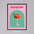 Pink Strawberry Daiquiri Cocktail Drink - Rolled Poster Wall Art Print | House Prints