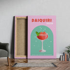 Pink Strawberry Daiquiri Cocktail Drink - Framed Canvas Wall Art Print | House Prints