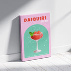 Pink Strawberry Daiquiri Cocktail Drink - Framed Canvas Wall Art Print | House Prints