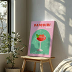 Pink Strawberry Daiquiri Cocktail Drink - Framed Canvas Wall Art Print | House Prints
