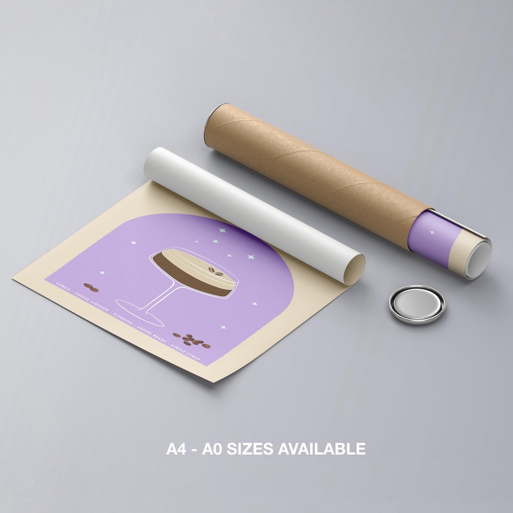 Modern Espresso Martini Cocktail Drink - Rolled Poster Wall Art Print | House Prints