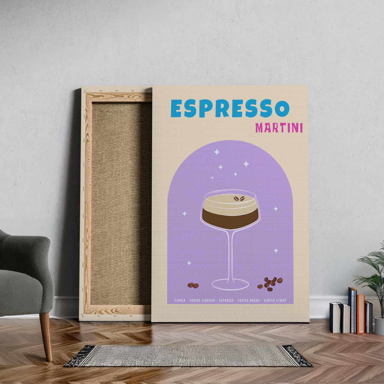 Modern Espresso Martini Cocktail Drink - Framed Canvas Wall Art Print | House Prints