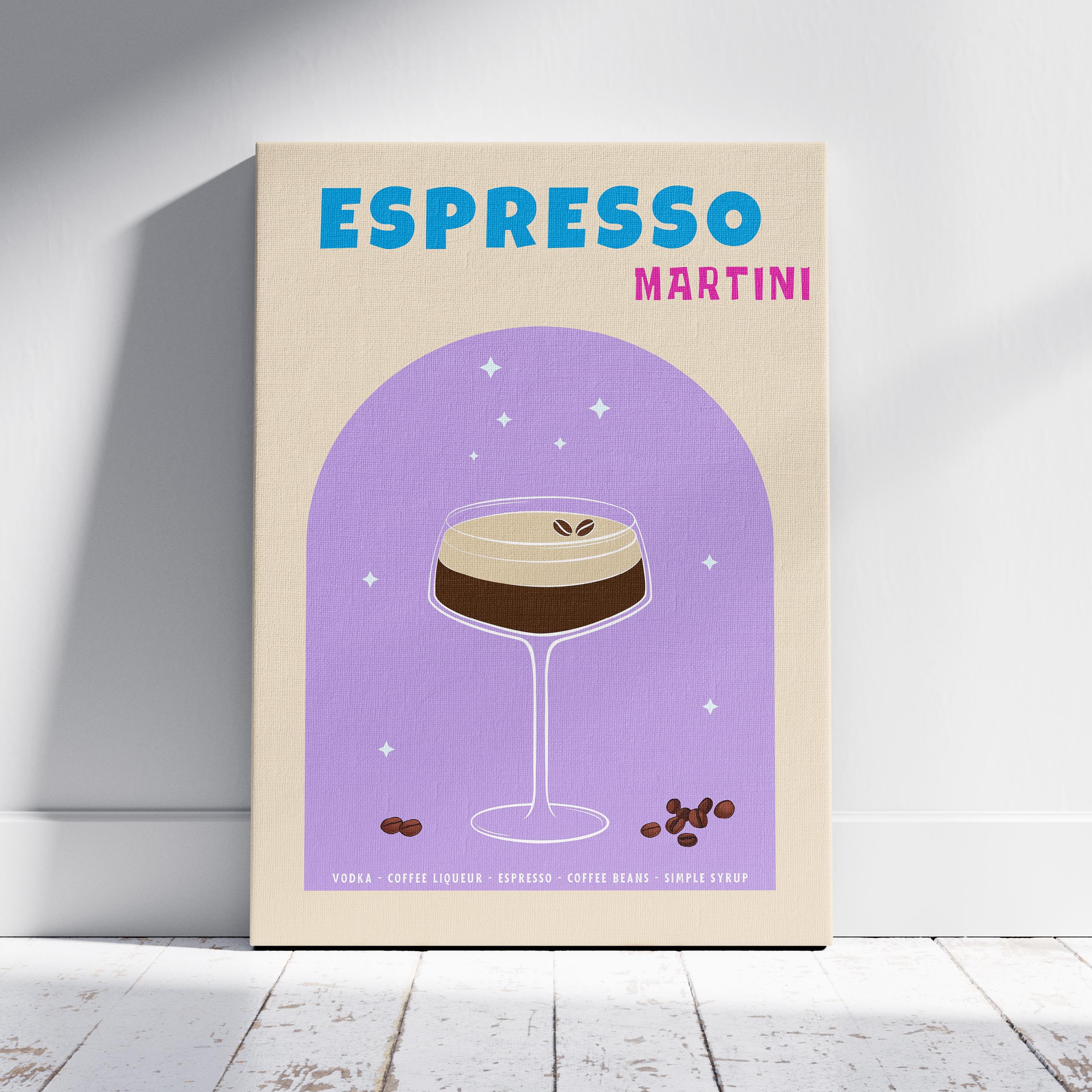 Modern Espresso Martini Cocktail Drink - Framed Canvas Wall Art Print | House Prints