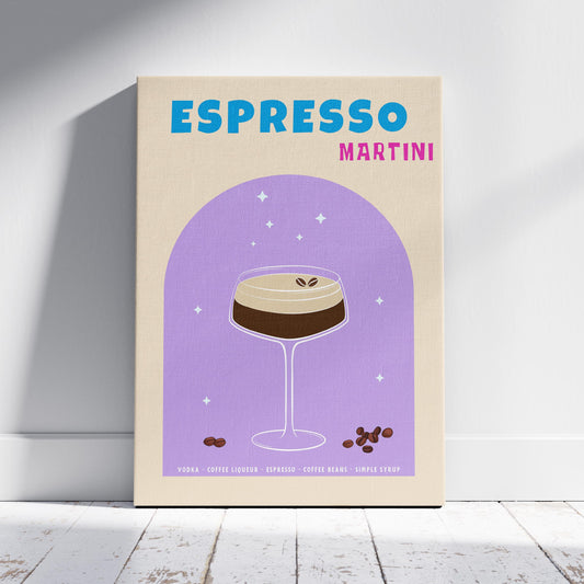 Modern Espresso Martini Cocktail Drink - Framed Canvas Wall Art Print - House Prints
