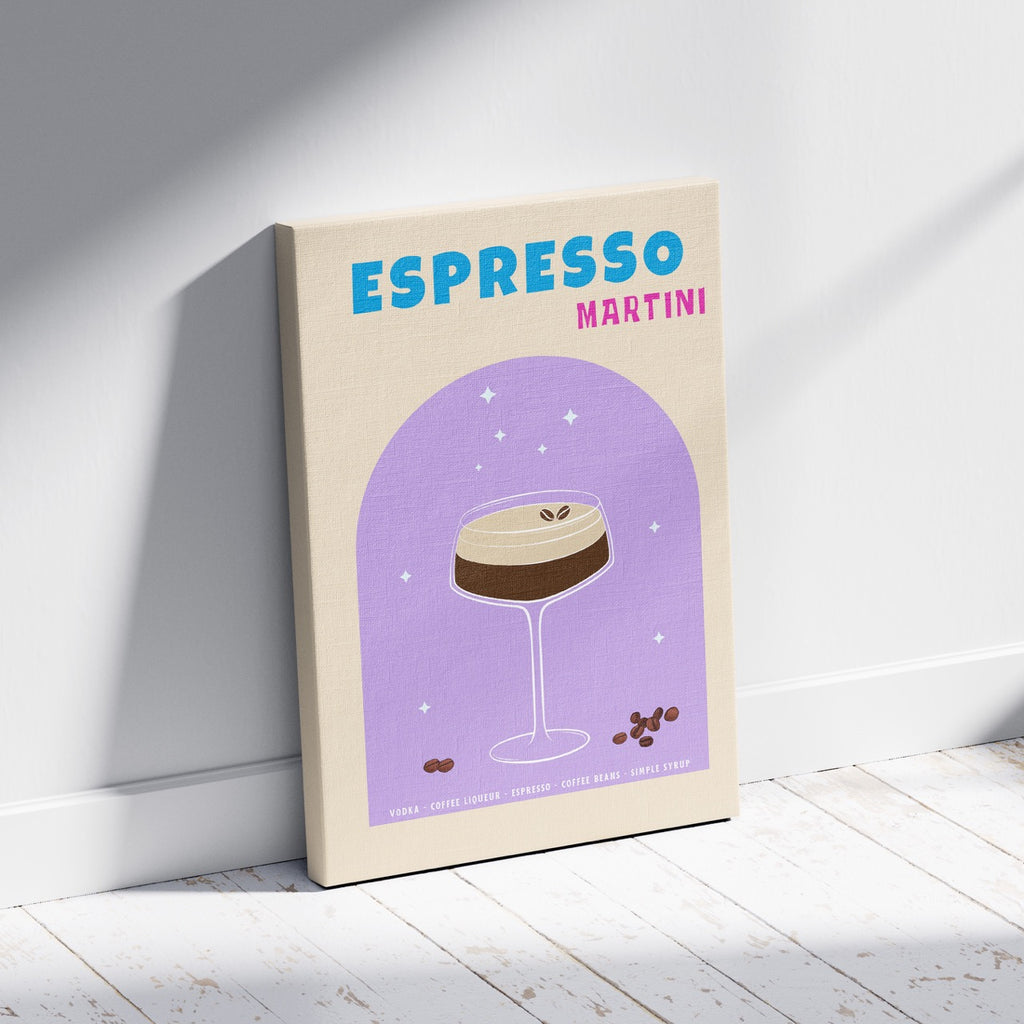 Modern Espresso Martini Cocktail Drink - Framed Canvas Wall Art Print | House Prints
