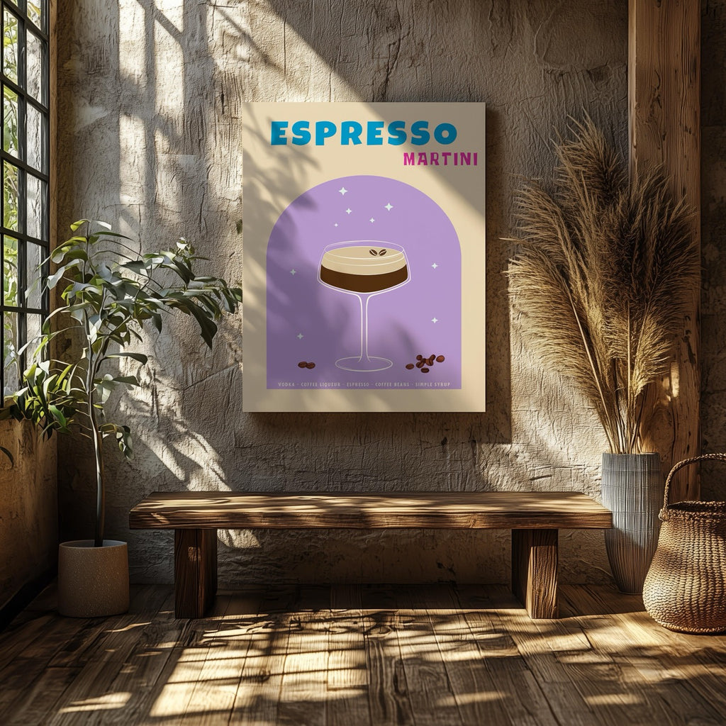 Modern Espresso Martini Cocktail Drink - Framed Canvas Wall Art Print | House Prints
