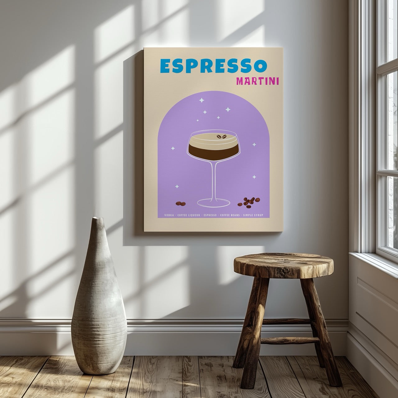 Modern Espresso Martini Cocktail Drink - Framed Canvas Wall Art Print | House Prints