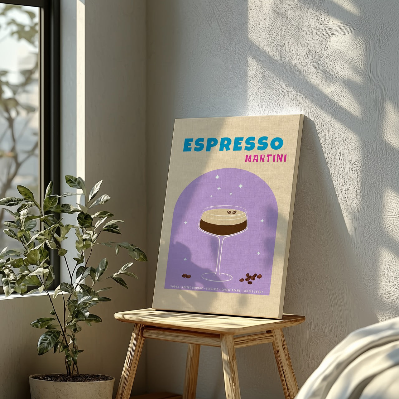 Modern Espresso Martini Cocktail Drink - Framed Canvas Wall Art Print | House Prints