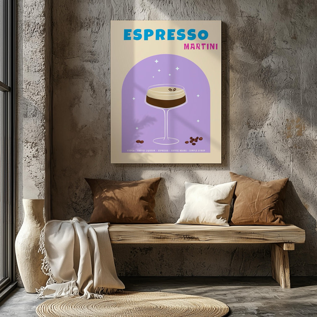Modern Espresso Martini Cocktail Drink - Framed Canvas Wall Art Print | House Prints