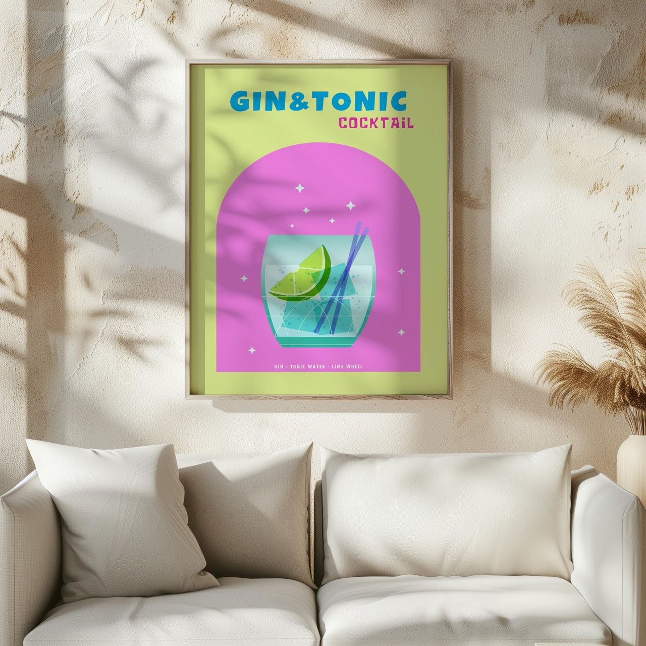Modern Refreshing Gin and Tonic Cocktail Drink - Rolled Poster Wall Art Print | House Prints