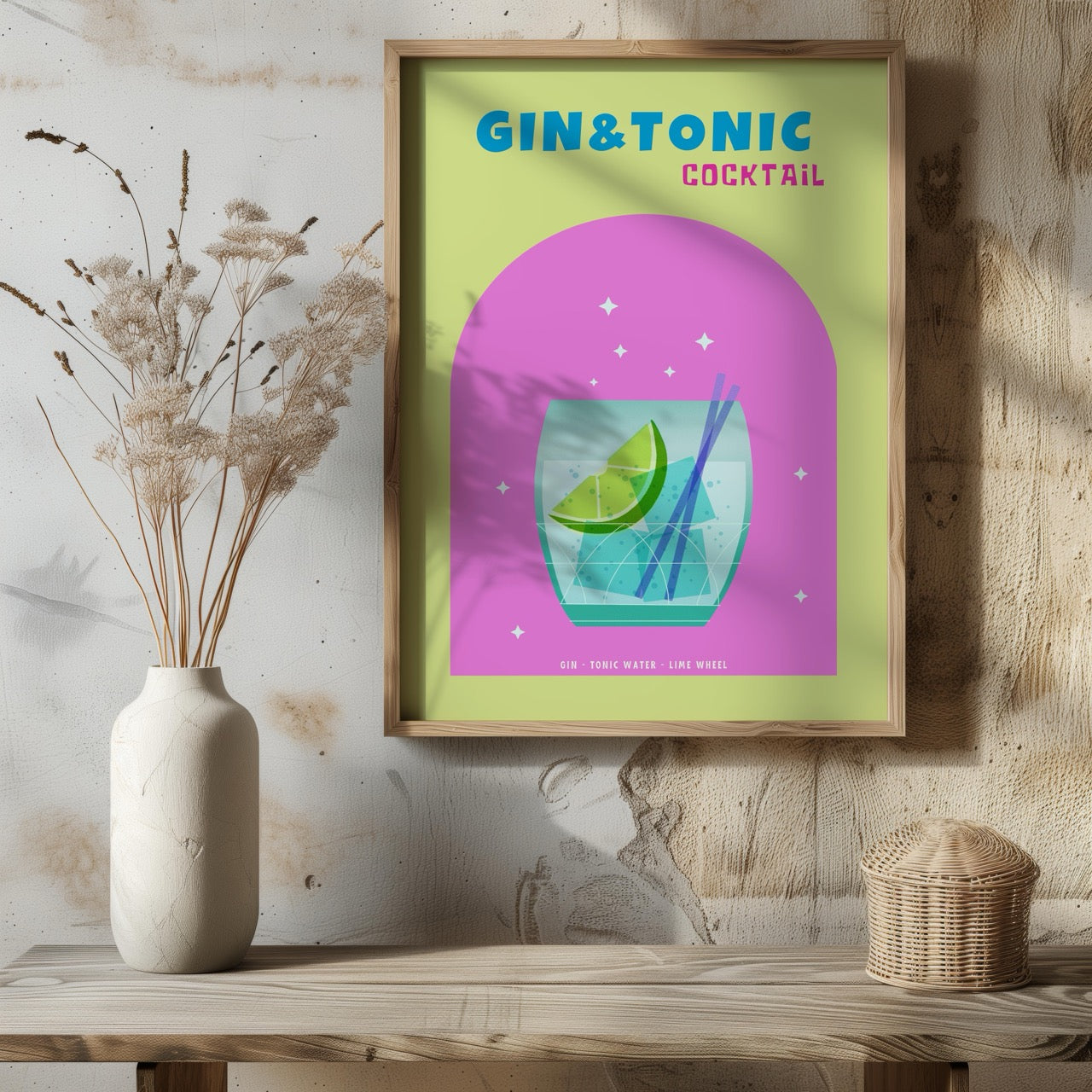 Modern Refreshing Gin and Tonic Cocktail Drink - Rolled Poster Wall Art Print | House Prints