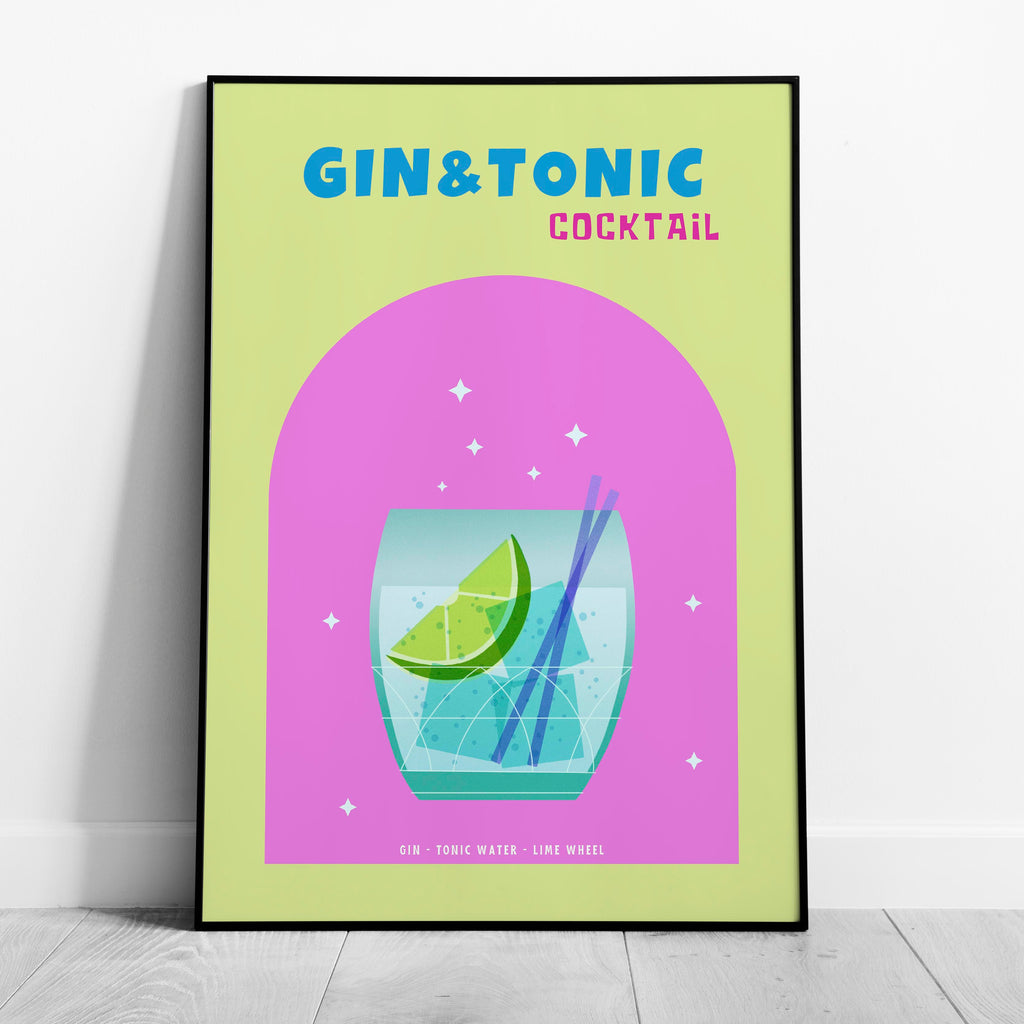 Modern Refreshing Gin and Tonic Cocktail Drink - Rolled Poster Wall Art Print | House Prints