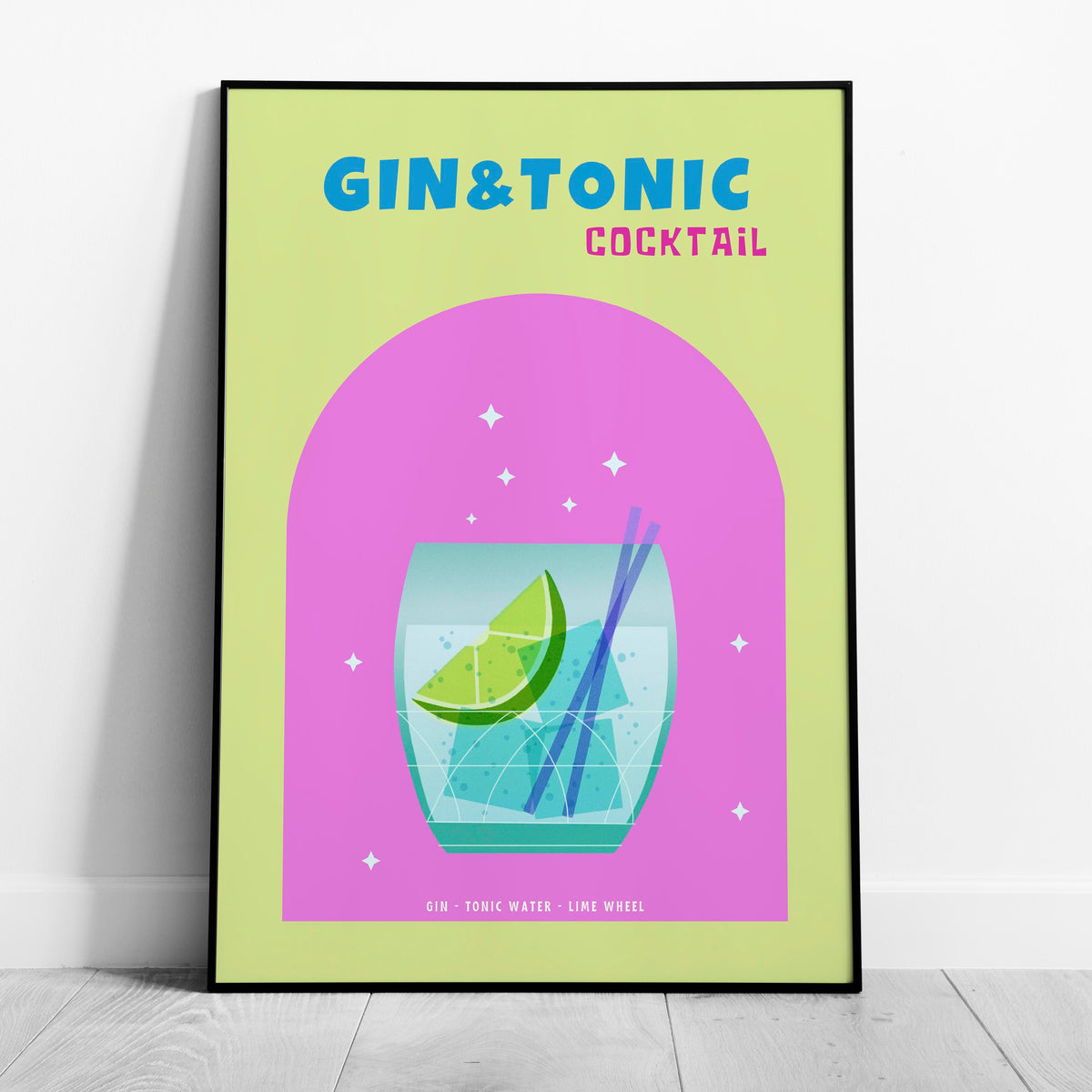 Modern Refreshing Gin and Tonic Cocktail Drink - Rolled Poster Wall Art Print | House Prints