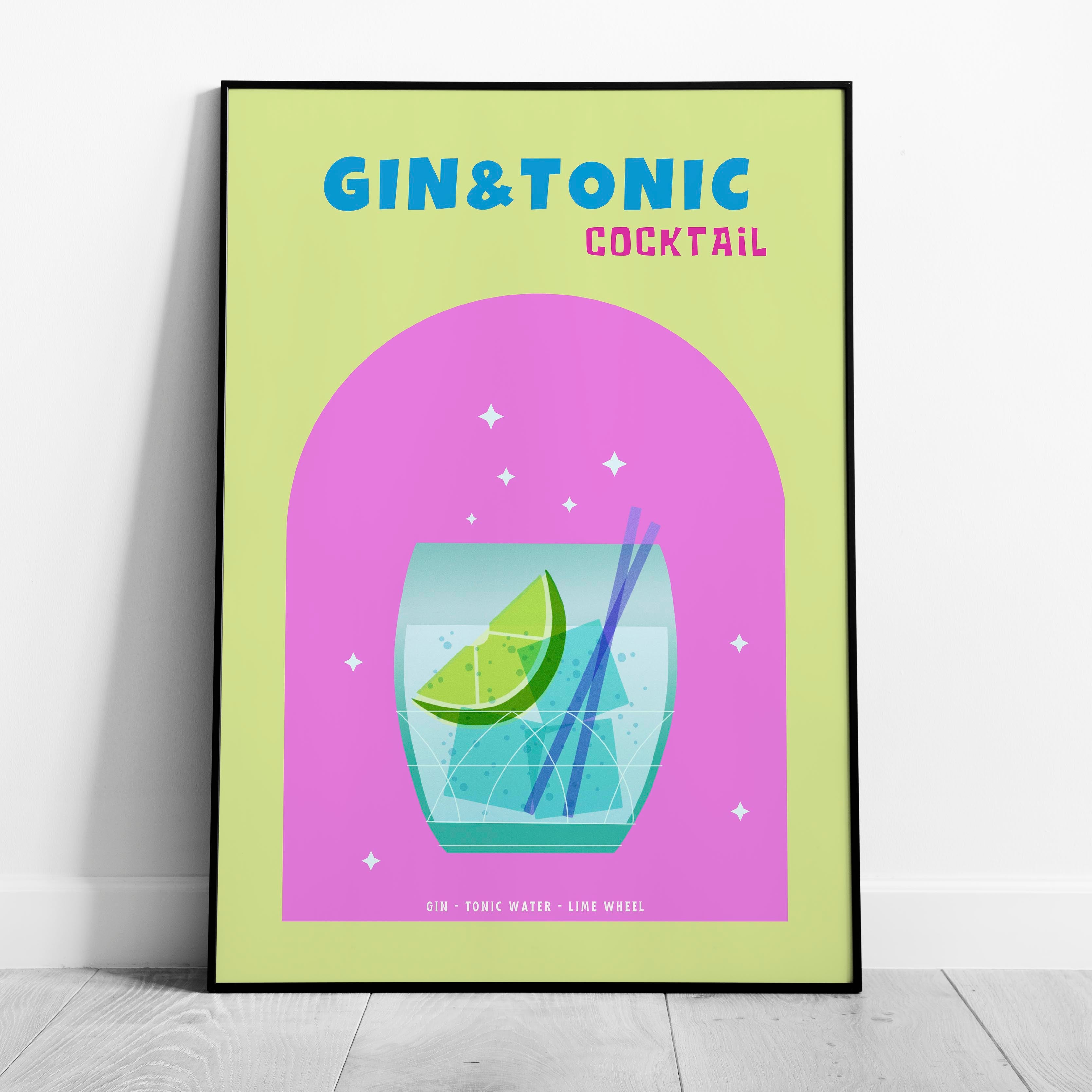 Modern Refreshing Gin and Tonic Cocktail Drink - Rolled Poster Wall Art Print | House Prints