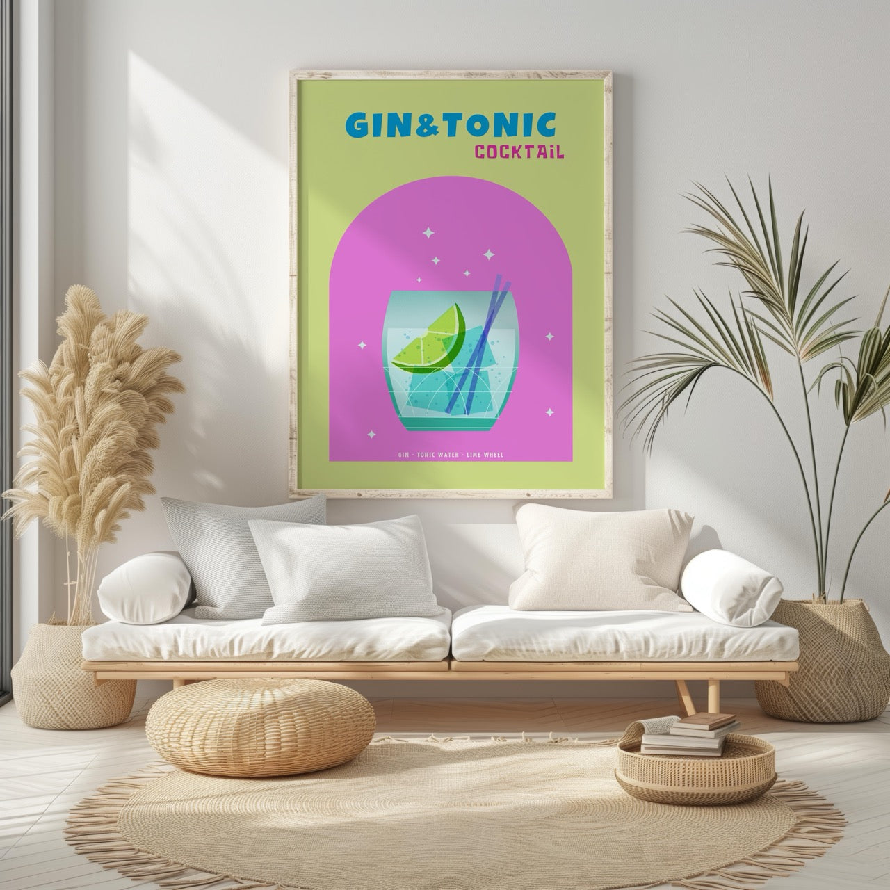 Modern Refreshing Gin and Tonic Cocktail Drink - Rolled Poster Wall Art Print | House Prints