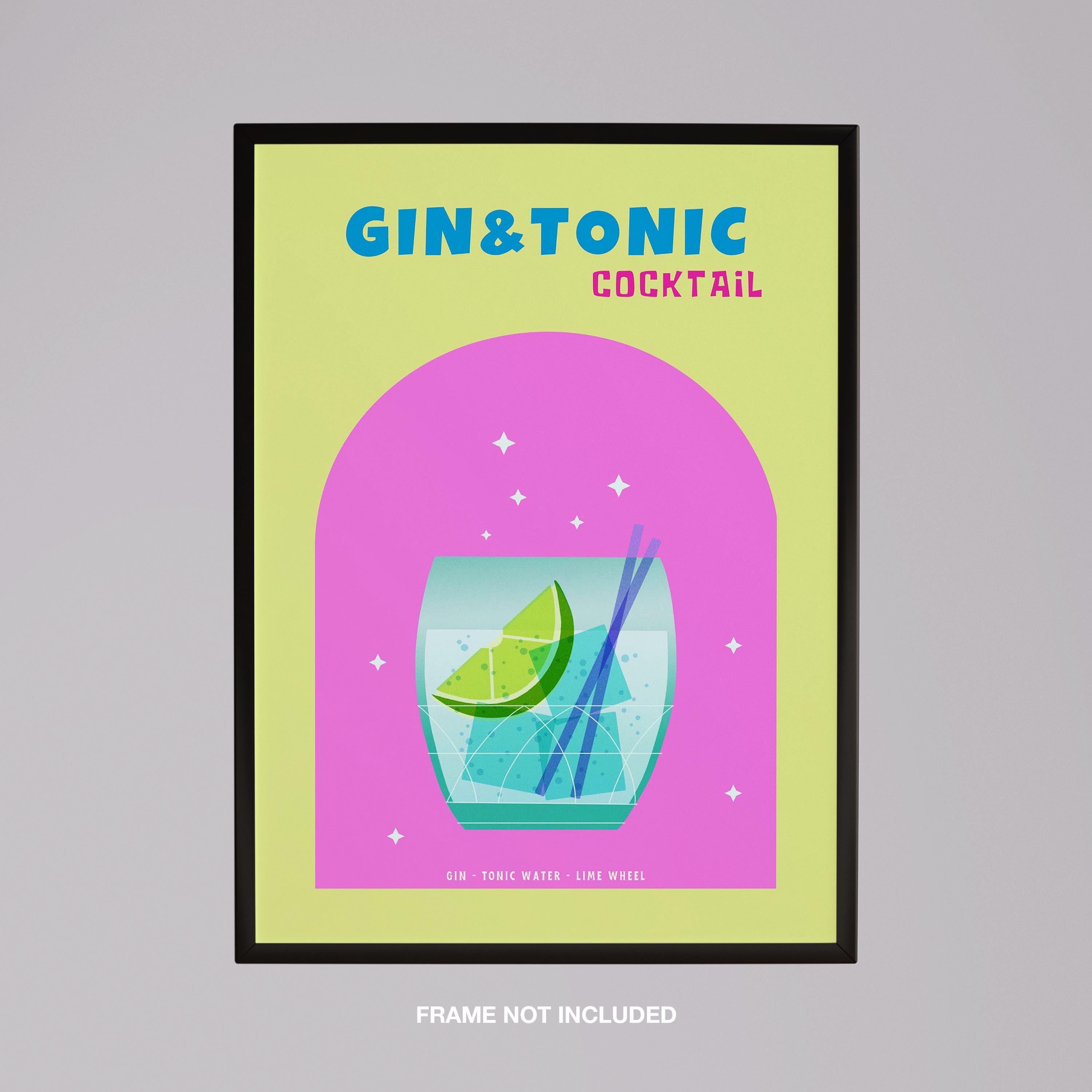 Modern Refreshing Gin and Tonic Cocktail Drink - Rolled Poster Wall Art Print | House Prints