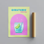 Modern Refreshing Gin and Tonic Cocktail Drink - Rolled Poster Wall Art Print | House Prints