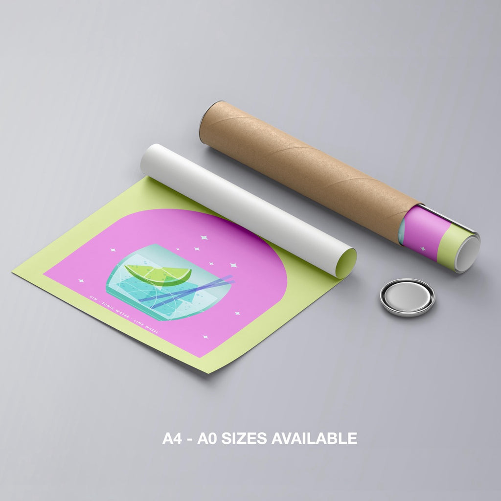 Modern Refreshing Gin and Tonic Cocktail Drink - Rolled Poster Wall Art Print | House Prints