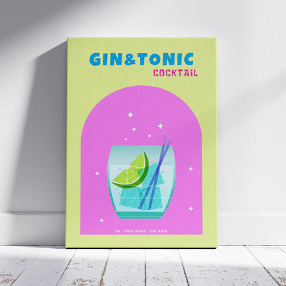 Modern Refreshing Gin and Tonic Cocktail Drink - Framed Canvas Wall Art Print - House Prints