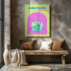 Modern Refreshing Gin and Tonic Cocktail Drink - Framed Canvas Wall Art Print | House Prints