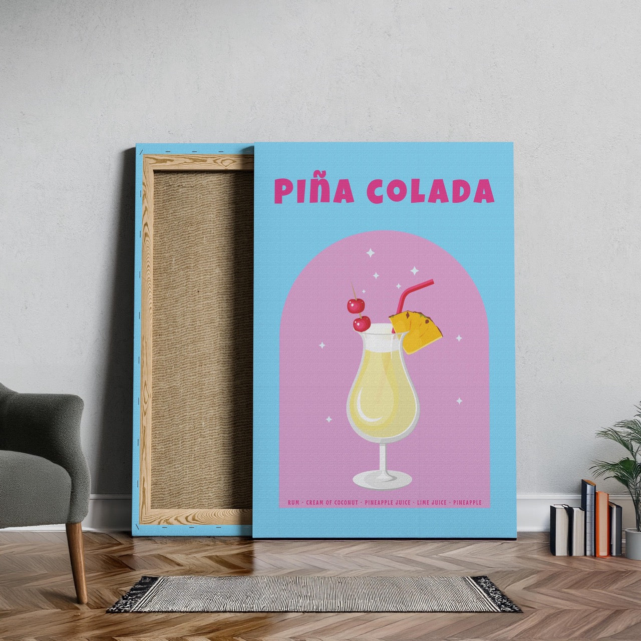 Classic Piña Colada Delight - Framed Canvas Wall Art Print - House Prints