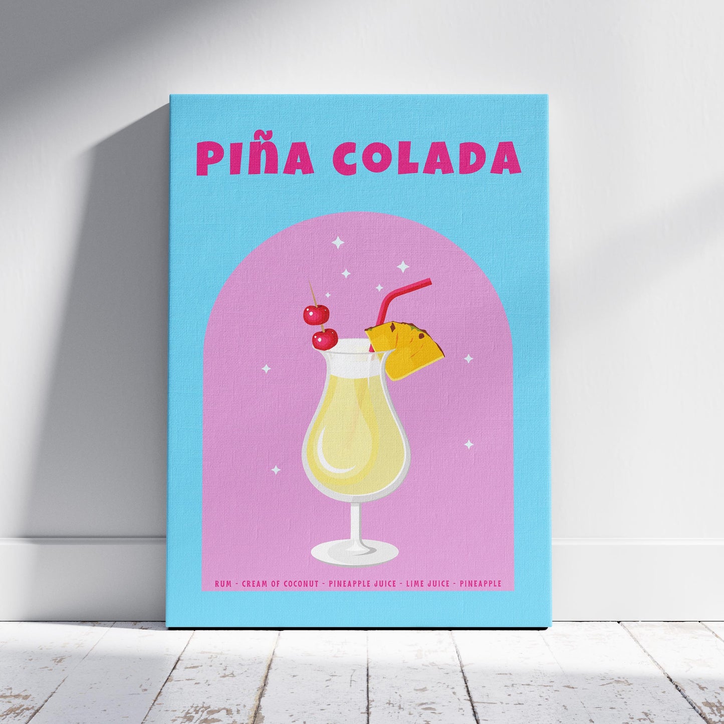 Classic Piña Colada Delight - Framed Canvas Wall Art Print - House Prints