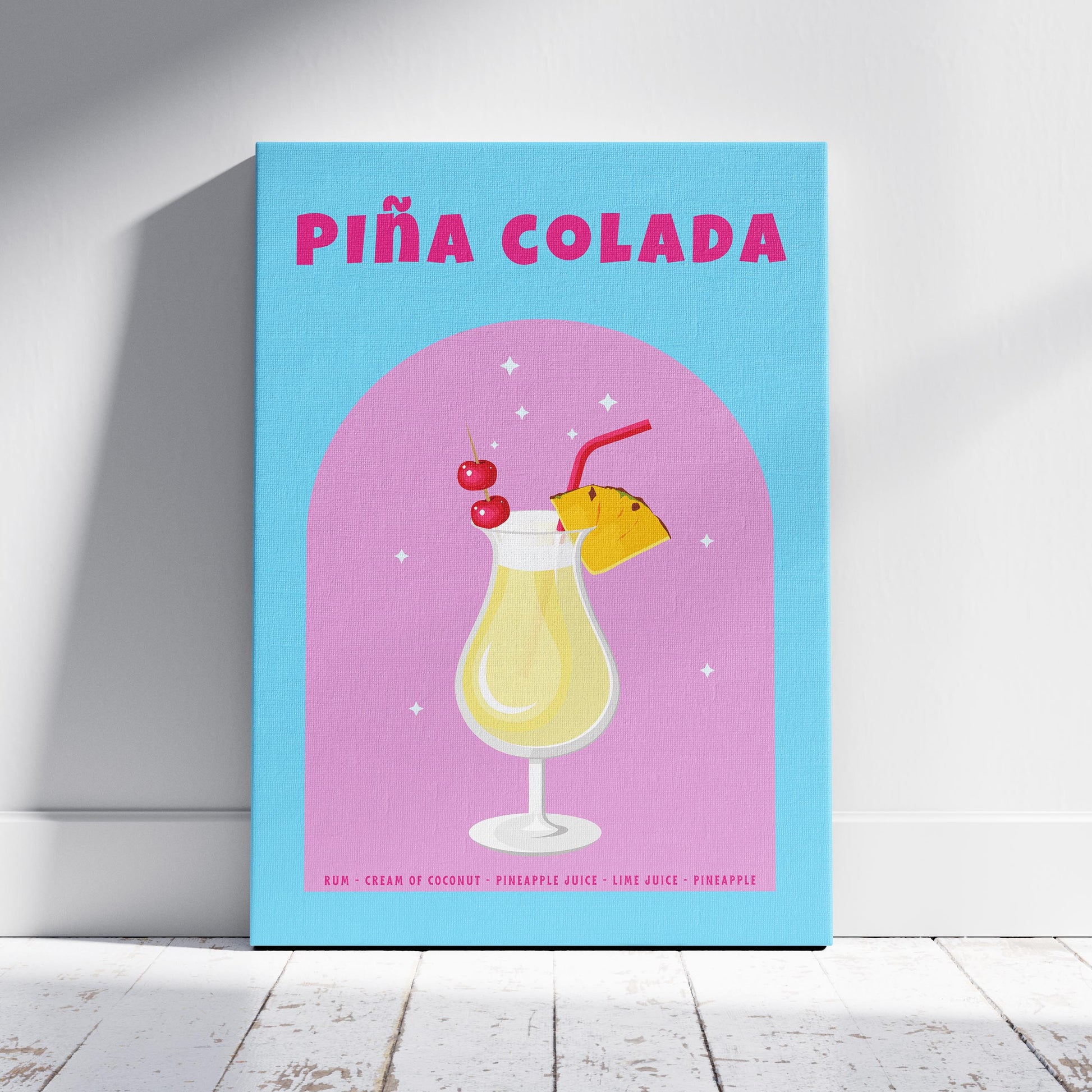 Classic Piña Colada Delight - Framed Canvas Wall Art Print - House Prints