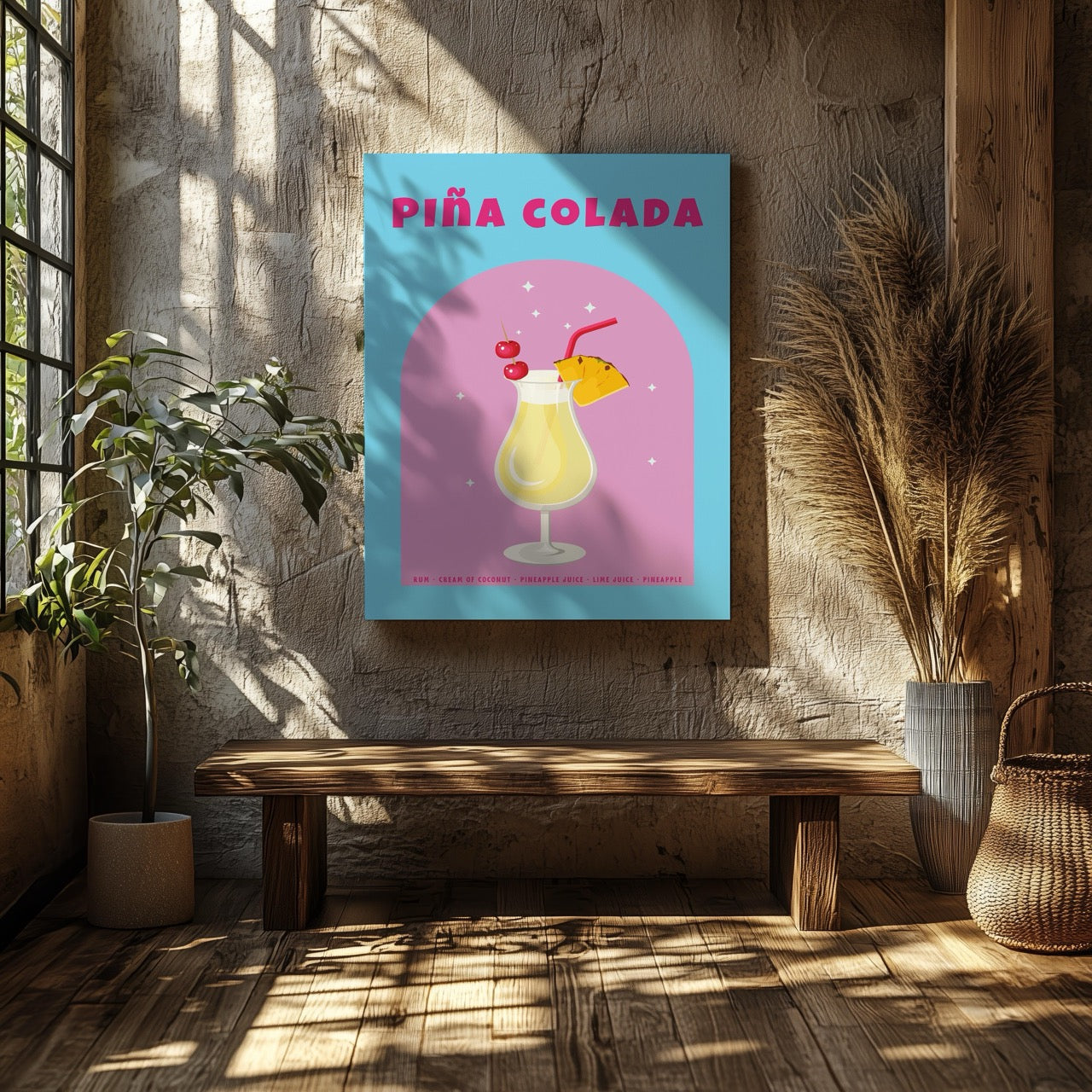 Classic Piña Colada Delight - Framed Canvas Wall Art Print - House Prints