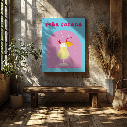 Classic Piña Colada Delight - Framed Canvas Wall Art Print - House Prints