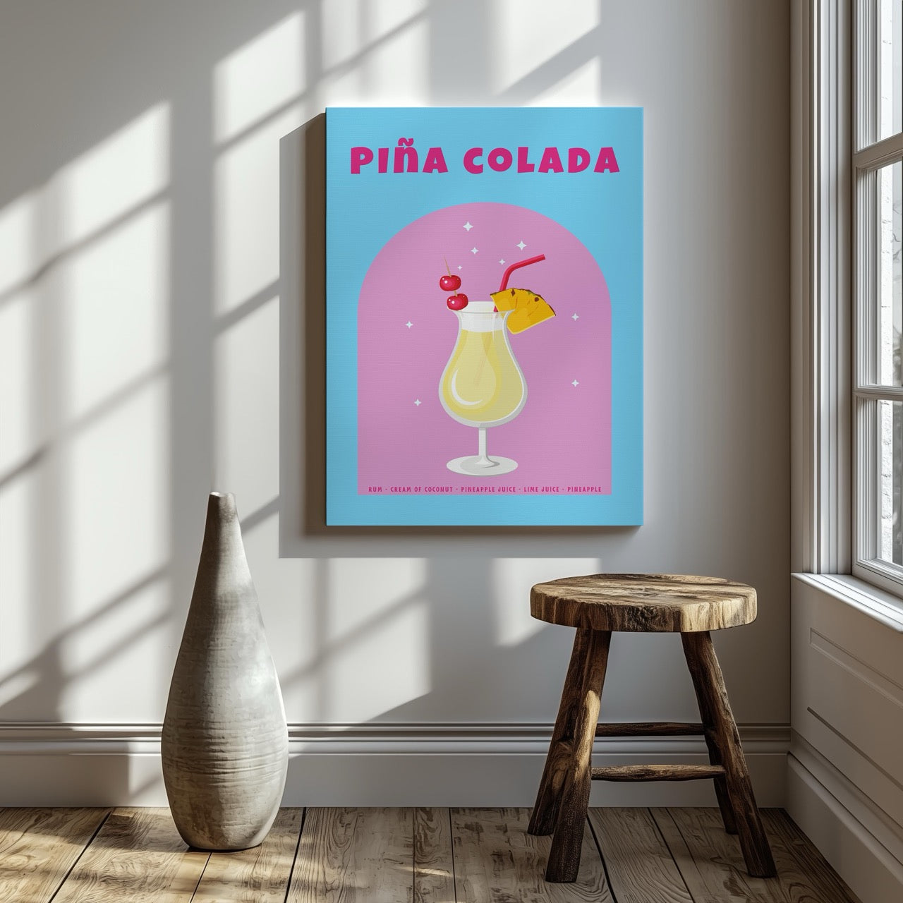 Classic Piña Colada Delight - Framed Canvas Wall Art Print - House Prints