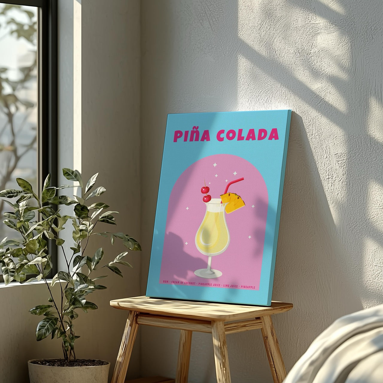 Classic Piña Colada Delight - Framed Canvas Wall Art Print - House Prints