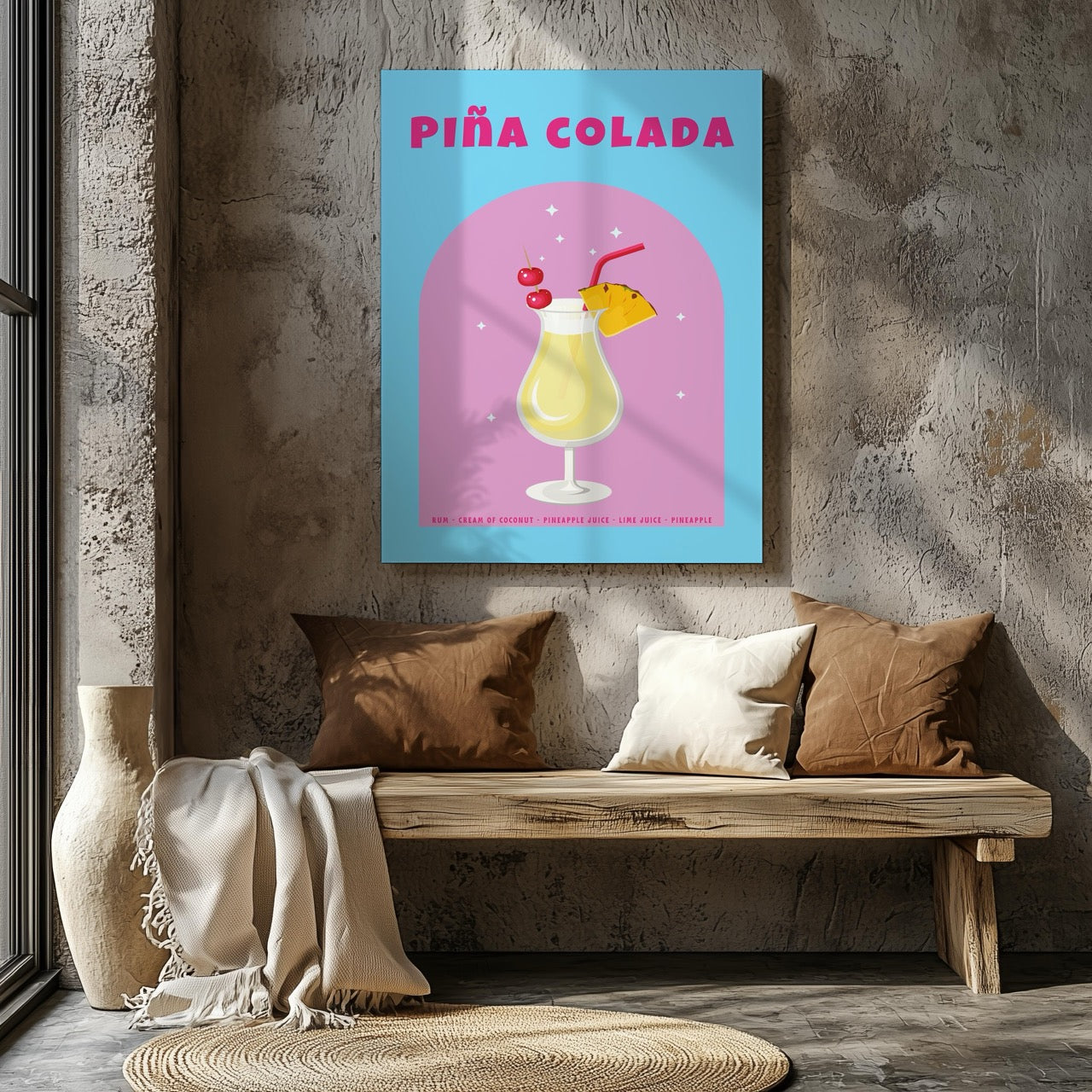 Classic Piña Colada Delight - Framed Canvas Wall Art Print - House Prints