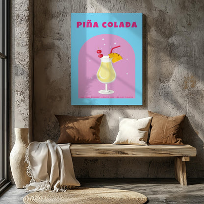 Classic Piña Colada Delight - Framed Canvas Wall Art Print - House Prints