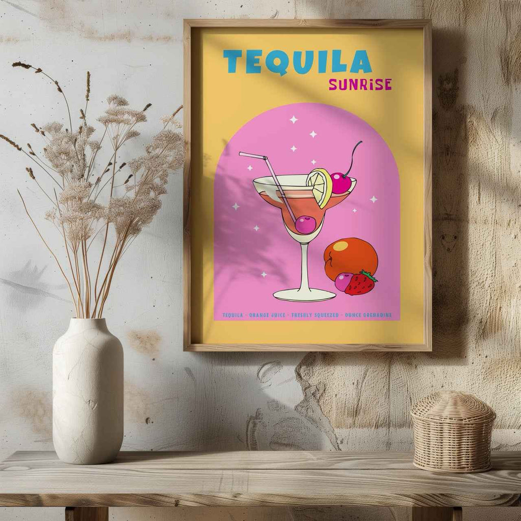 Vibrant Tequila Sunrise Cocktail Drink - Rolled Poster Wall Art Print | House Prints