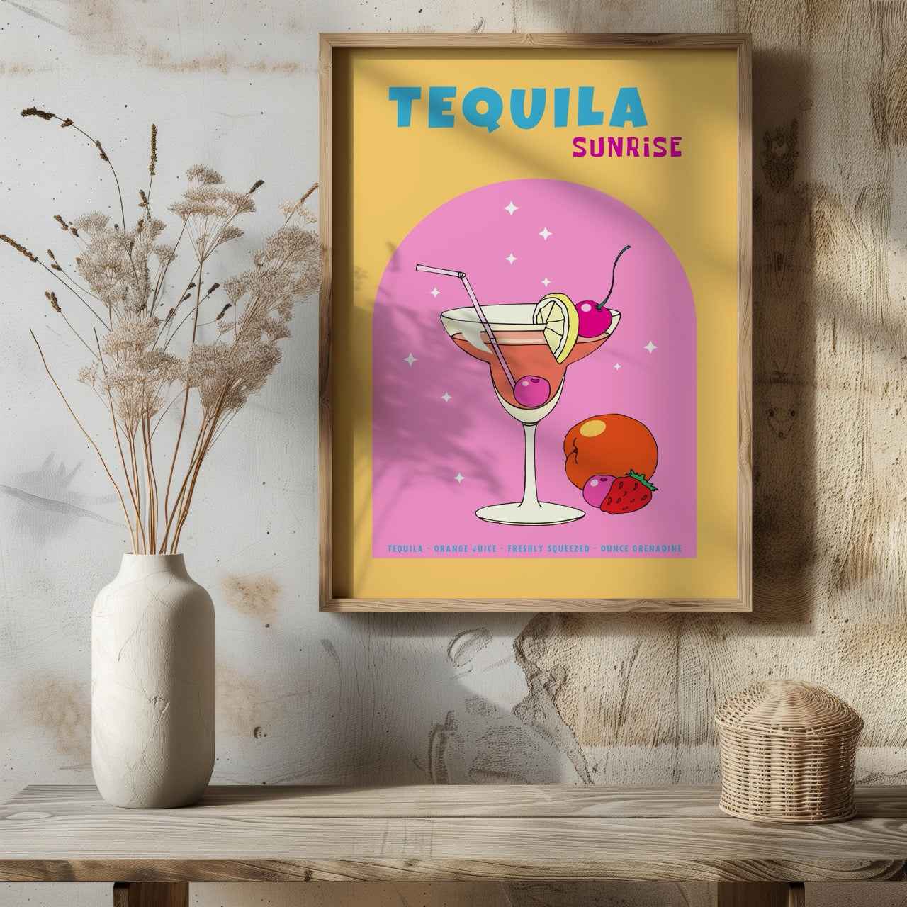 Vibrant Tequila Sunrise Cocktail Drink - Rolled Poster Wall Art Print | House Prints